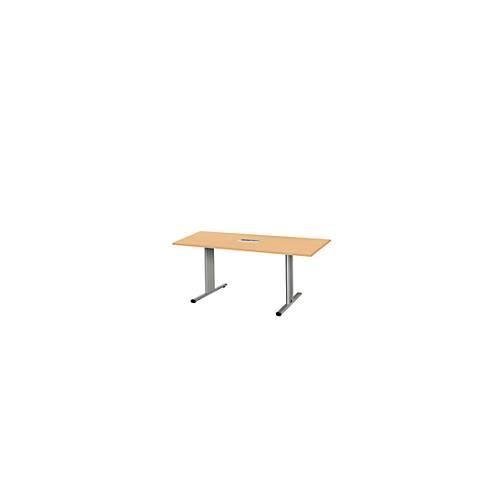 4250510825952 - Select Besprechungstisch Planova Basic mit Tischanschlussfeld Rechteck T-Fuß B 1600 x T 800 x H 717 mm Buche weißaluminium RAL 9006