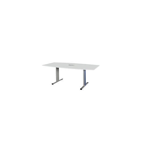 4250510825525 - Select Besprechungstisch Planova Basic mit Tischanschlussfeld Boot T-Fuß B 2000 x T 1000 x H 717 mm lichtgrau weißaluminium RAL 9006