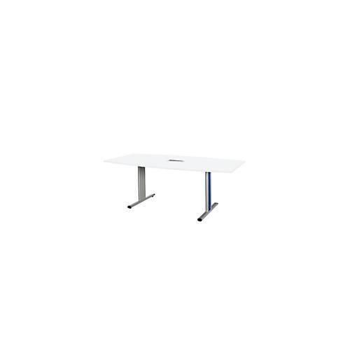 4250510831021 - Select Besprechungstisch Planova Basic mit Tischanschlussfeld Boot T-Fuß B 2000 x T 1000 x H 717 mm weiß weißaluminium RAL 9006