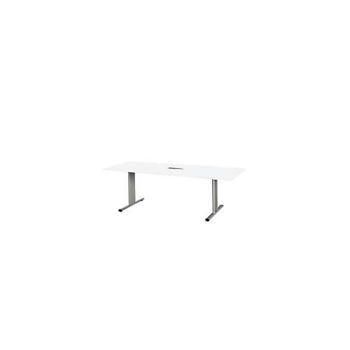 4250510830680 - Select Besprechungstisch Planova Basic mit Tischanschlussfeld Rechteck T-Fuß B 2000 x T 800 x H 717 mm weiß weißaluminium RAL 9006