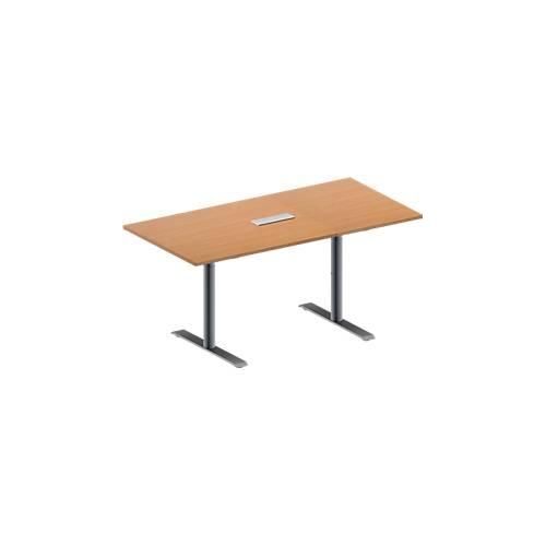 4251898817065 - Genius Konferenztisch MODENA FLEX 3-fach Anschluss Rechteck T-Fuß Rundrohr B 1600 x T 800 x H 650-850 mm Buche weißalu 4251898817065 - Genius Konferenztisch MODENA FLEX 3-fach Anschluss Rechteck T-Fuß Rundrohr B 1600 x T 800 x H 650-850 mm Buche weißalu
