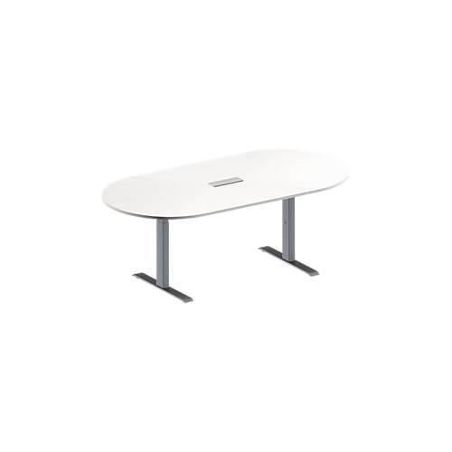 4251898818161 - Genius Konferenztisch MODENA FLEX 3-fach Anschluss Oval T-Fuß Rechteckrohr B 2000 x T 1000 x H 650-850 mm weiß weißalu