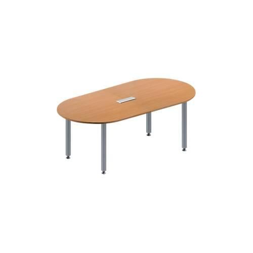 4251898816617 - Genius Konferenztisch MODENA FLEX 3-fach Anschluss Oval 4-Fuß Quadratrohr B 2000 x T 1000 x H 720-840 mm Buche weißalu 4251898816617 - Genius Konferenztisch MODENA FLEX 3-fach Anschluss Oval 4-Fuß Quadratrohr B 2000 x T 1000 x H 720-840 mm Buche weißalu