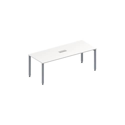 4251898816525 - Genius Konferenztisch MODENA FLEX 3-fach Anschluss Rechteck 4-Fuß Quadratrohr B 2000 x T 800 x H 720-840 mm weiß weißalu 4251898816525 - Genius Konferenztisch MODENA FLEX 3-fach Anschluss Rechteck 4-Fuß Quadratrohr B 2000 x T 800 x H 720-840 mm weiß weißalu