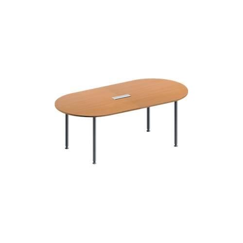 4251898815719 - Genius Konferenztisch MODENA FLEX 3-fach Anschluss Oval 4-Fuß Rundrohr B 2000 x T 1000 x H 720-840 mm Buche weißalu 4251898815719 - Genius Konferenztisch MODENA FLEX 3-fach Anschluss Oval 4-Fuß Rundrohr B 2000 x T 1000 x H 720-840 mm Buche weißalu