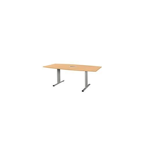 4250510826096 - Select Besprechungstisch Planova Basic mit Tischanschlussfeld Boot T-Fuß B 2000 x T 1000 x H 717 mm Buche weißaluminium RAL 9006