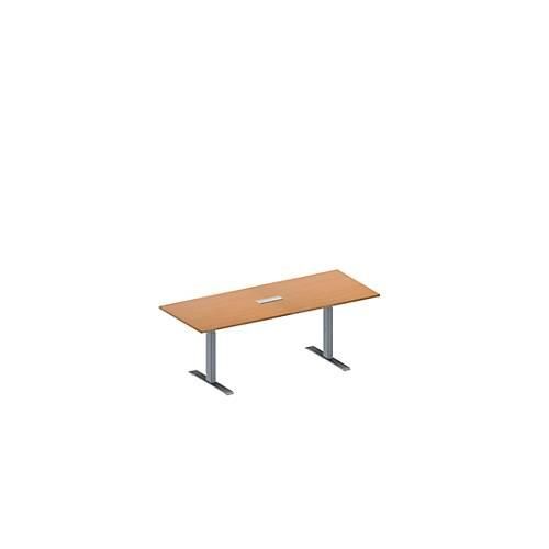 4251898817959 - Genius Konferenztisch MODENA FLEX 3-fach Anschluss Rechteck T-Fuß Rechteckrohr B 2000 x T 800 x H 650-850 mm Buche weißalu