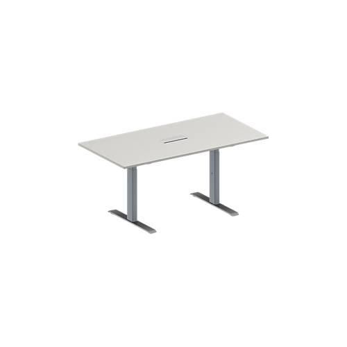 4251898817744 - Genius Konferenztisch MODENA FLEX 3-fach Anschluss Rechteck T-Fuß Rechteckrohr B 1600 x T 800 x H 650-850 mm lichtgrau weißalu 4251898817744 - Genius Konferenztisch MODENA FLEX 3-fach Anschluss Rechteck T-Fuß Rechteckrohr B 1600 x T 800 x H 650-850 mm lichtgrau weißalu