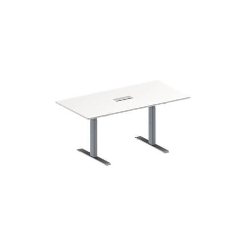 4251898817867 - Genius Konferenztisch MODENA FLEX 3-fach Anschluss Rechteck T-Fuß Rechteckrohr B 1600 x T 800 x H 650-850 mm weiß weißalu 4251898817867 - Genius Konferenztisch MODENA FLEX 3-fach Anschluss Rechteck T-Fuß Rechteckrohr B 1600 x T 800 x H 650-850 mm weiß weißalu