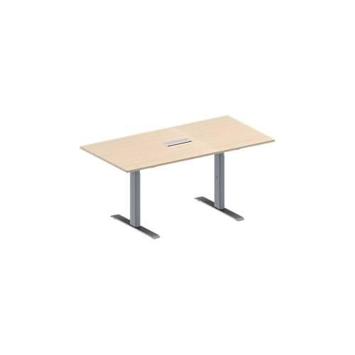 4251898817775 - Genius Konferenztisch MODENA FLEX 3-fach Anschluss Rechteck T-Fuß Rechteckrohr B 1600 x T 800 x H 650-850 mm Ahorn weißalu 4251898817775 - Genius Konferenztisch MODENA FLEX 3-fach Anschluss Rechteck T-Fuß Rechteckrohr B 1600 x T 800 x H 650-850 mm Ahorn weißalu