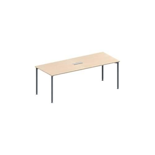 4251898815832 - Genius Konferenztisch MODENA FLEX 3-fach Anschluss Rechteck 4-Fuß Rundrohr B 2000 x T 800 x H 720-840 mm Ahorn weißalu 4251898815832 - Genius Konferenztisch MODENA FLEX 3-fach Anschluss Rechteck 4-Fuß Rundrohr B 2000 x T 800 x H 720-840 mm Ahorn weißalu