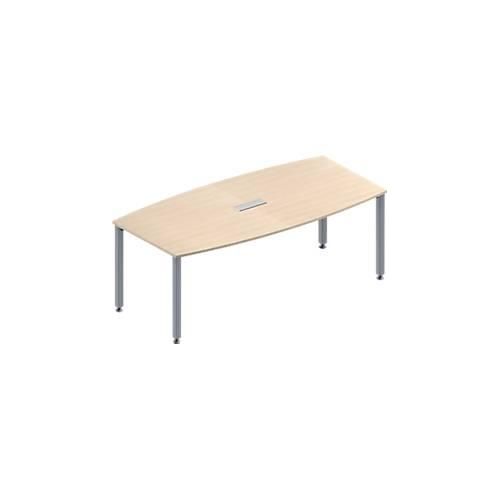4251898816730 - Genius Konferenztisch MODENA FLEX 3-fach Tischanschlussfeld Boot 4-Fuß Quadratrohr B 2000 x H 720-840 mm Ahorn weißaluminium