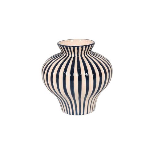 9010585592914 - Vase  Weiß Dunkelblau  Keramik  rund  21 cm  zum Stellen auch für frische Blumen geeignet  Dekoration Vasen Keramikvasen