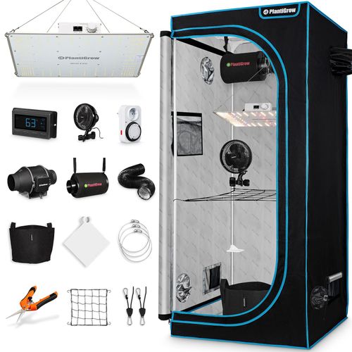 4054748043405 - Growbox Komplettset – Professional - Indoor Gewächshaus mit 150W LED Vollspektrum Dimmbar (Samsung LM301H) Carbon-Filter Ventilator APP - 100x100x200 4054748043405 - Growbox Komplettset – Professional - Indoor Gewächshaus mit 150W LED Vollspektrum Dimmbar (Samsung LM301H) Carbon-Filter Ventilator APP - 100x100x200