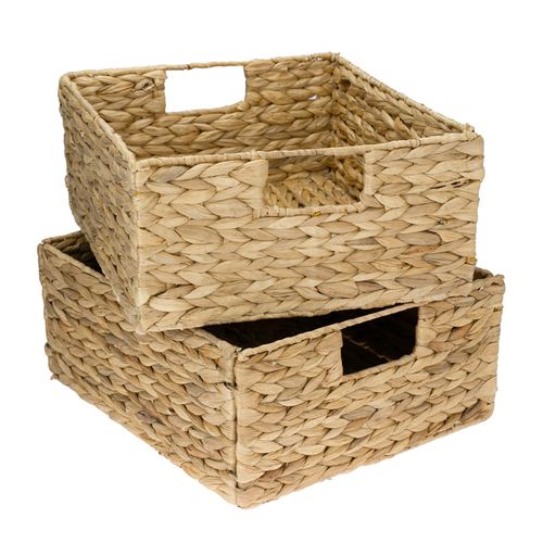 4010537372323 - 37243-S2 Aufbewahrungskorb geflochten aus Wasserhyazinthe Seegras 2er Set passend für Kallax halbes Fach 30 x 34 x 15 cm - HMF 4010537372323 - 37243-S2 Aufbewahrungskorb geflochten aus Wasserhyazinthe Seegras 2er Set passend für Kallax halbes Fach 30 x 34 x 15 cm - HMF