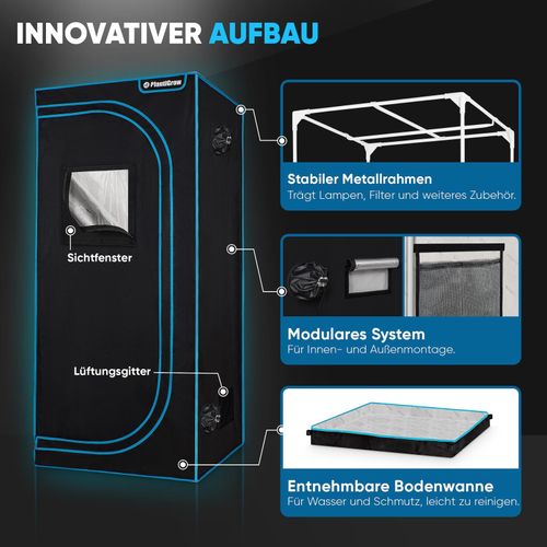 4054748043436 - Growbox Komplettset – Indoor Gewächshaus mit 150W LED Vollspektrum Dimmbar Carbon-Filter Ventilator Anzuchtzelt Zuchtzelt - 80x80x180 4054748043436 - Growbox Komplettset – Indoor Gewächshaus mit 150W LED Vollspektrum Dimmbar Carbon-Filter Ventilator Anzuchtzelt Zuchtzelt - 80x80x180