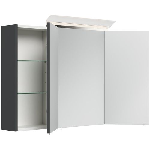 4251982674376 - Spiegelschrank 100cm inkl Design LED-Lampe und Glasböden weiss hochglanz