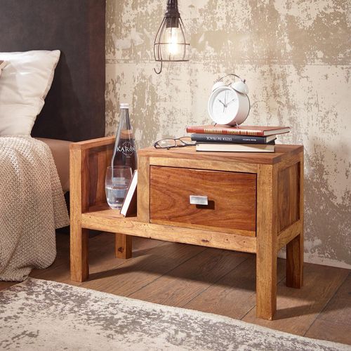 4250950215825 - Nachttisch Massiv-Holz Sheesham Nacht-Kommode 40 cm Schublade mit Zeitungsablage Nachtschrank Echt-Holz Nachtkästchen dunkel-braun Landhaus-Stil 4250950215825 - Nachttisch Massiv-Holz Sheesham Nacht-Kommode 40 cm Schublade mit Zeitungsablage Nachtschrank Echt-Holz Nachtkästchen dunkel-braun Landhaus-Stil