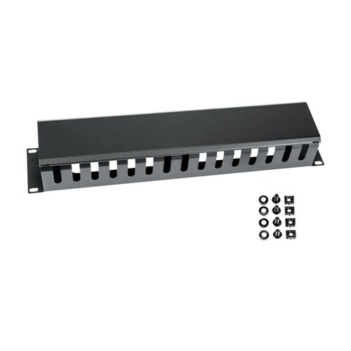 4010537654528 - HMF 65452-02 Kabelmanagement mit Abdeckung für Serverschrank 19 Zoll 2 HE Schwarz