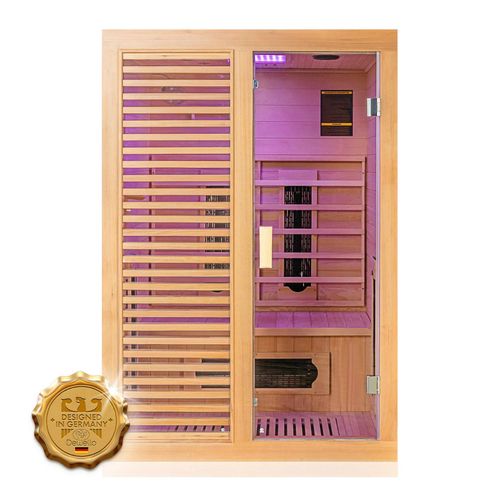 4251575100046 - Dewello® Infrarotkabine Infrarotsauna HAMLIN inkl Keramikstrahler für 2 Personen - LED-Farblicht - Wärmekabine mit Radio Bluetooth 130 cm x 105 cm 4251575100046 - Dewello® Infrarotkabine Infrarotsauna HAMLIN inkl Keramikstrahler für 2 Personen - LED-Farblicht - Wärmekabine mit Radio Bluetooth 130 cm x 105 cm