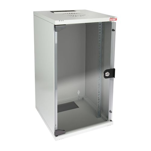 4010537631079 - 63412-07 Netzwerkschrank Serverschrank 10 Zoll 12 he 300 mm Tiefe Voll montiert Glastür Lichtgrau - HMF