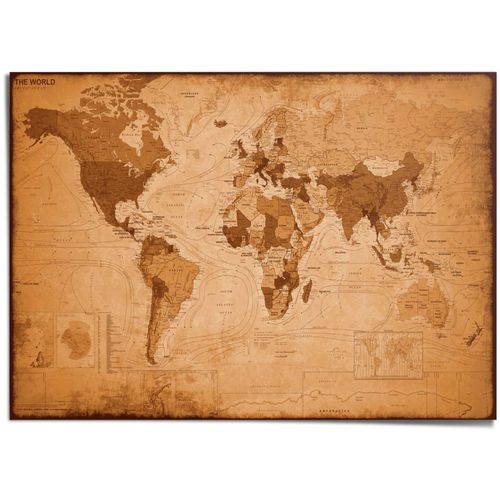 8714597611533 - Poster REINDERS Weltkarte Antik optik braun (farbe bild(er) braun) B140cm H100cm T01cm Papier Bilder