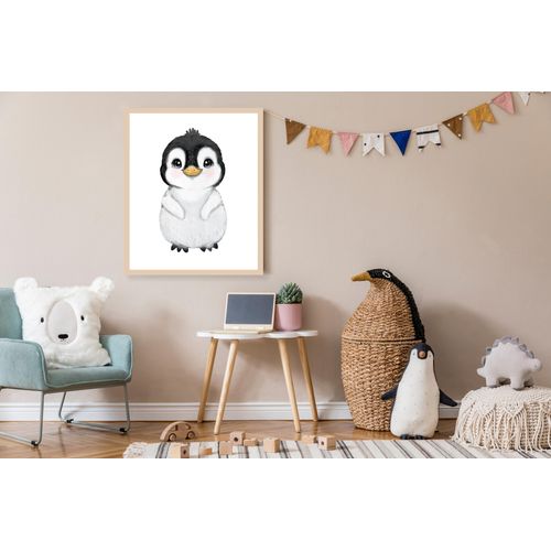 4068223534364 - Bild mit Rahmen LÜTTENHÜTT oder Poster Süßer Pinguin bunt (farbe rahmen beige farbe bild(er) bunt) B50cm H70cm T07cm Holz Plexiglas Bilder HD Premium Druck