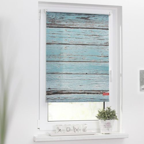 4251369835208 - Seitenzugrollo ORIGINAL Rollo Klemmfix ohne Bohren Verdunkelung Bretter-Vintage Rollos Gr 150 cm stufenlos positionierbar 100 cm blau (petrol weiß) Kinder Kinderzimmer-Rollos 4251369835208 - Seitenzugrollo ORIGINAL Rollo Klemmfix ohne Bohren Verdunkelung Bretter-Vintage Rollos Gr 150 cm stufenlos positionierbar 100 cm blau (petrol weiß) Kinder Kinderzimmer-Rollos