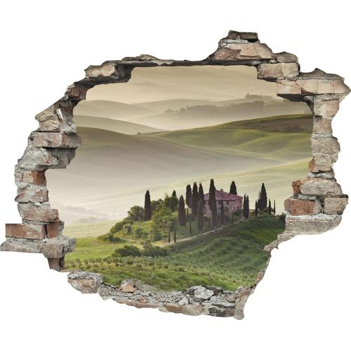 4049009113027 - Wandtattoo QUEENCE Hügellandschaft grün T01cm Wandtattoos Wandsticker Wandbild selbstklebend 3D Wanddurchbruch