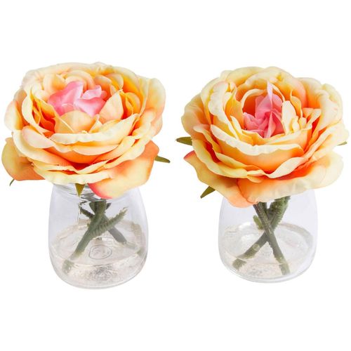 8714344325201 - Kunstblume BOTANIC-HAUS Rose im Glas orange B9cm H11cm T9cm Ø9cm Kunststoff Kunstpflanzen