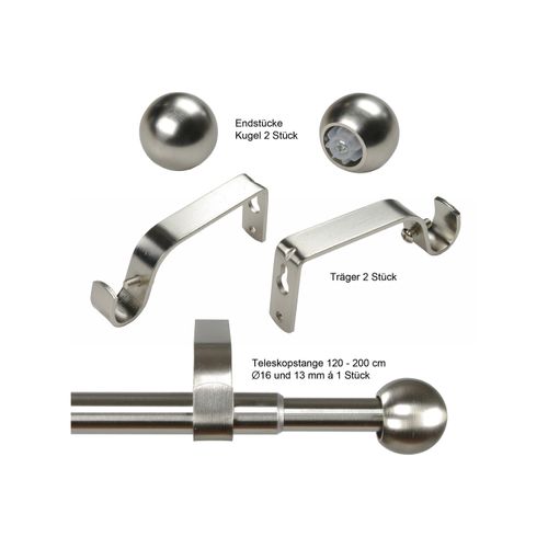 4016318028601 - Gardinenstange Kugel Ø 16 13 mm Gardinenstangen Gr L 120 cm - 200 cm Ø 16 mm 1 läufig silberfarben (edelstahlfarben) Gardinenstangen Wandmontage edelstahlfarben 4016318028601 - Gardinenstange Kugel Ø 16 13 mm Gardinenstangen Gr L 120 cm - 200 cm Ø 16 mm 1 läufig silberfarben (edelstahlfarben) Gardinenstangen Wandmontage edelstahlfarben