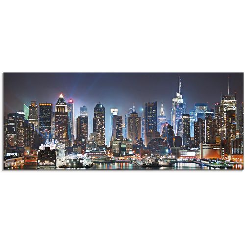4062144103067 - Glasbild ARTLAND New York City Times Square Bilder Gr B H 125 cm x 50 cm Glasbild Amerika 1 St blau Glasbilder in verschiedenen Größen