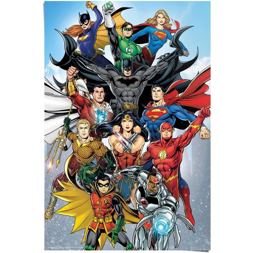 8714597590449 - Poster REINDERS DC Comics Helden Superman Wonderwoman Flash Batman blau (farbe bild(er) blau) B61cm H915cm Papier Bilder