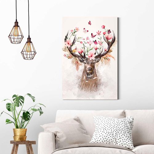 8714597626483 - Deco-Panel REINDERS Hirsch in Blumen rosa (farbe bild(er) rosa) B60cm H90cm T2cm Holzwerkstoff Bilder 8714597626483 - Deco-Panel REINDERS Hirsch in Blumen rosa (farbe bild(er) rosa) B60cm H90cm T2cm Holzwerkstoff Bilder