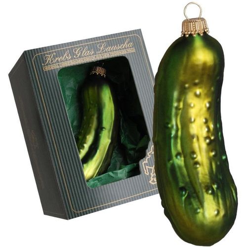 0024762450491 - Christbaumschmuck KREBS GLAS LAUSCHA Deutsche Weihnachtsgurke Weihnachtsbaumschmuck grün Weihnachtsanhänger Weihnachtsbaumschmuck Weihnachtsdekoration mundgeblasen Höhe ca 11 cm