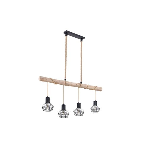 9007371519316 - Hängeleuchte Holzbalken natur Pendelleuchte Käfig schwarz Hängelampe Holz Landhausstil schwarz 4x E27 Fassungen LxBxH 100x15x120 cm 9007371519316 - Hängeleuchte Holzbalken natur Pendelleuchte Käfig schwarz Hängelampe Holz Landhausstil schwarz 4x E27 Fassungen LxBxH 100x15x120 cm