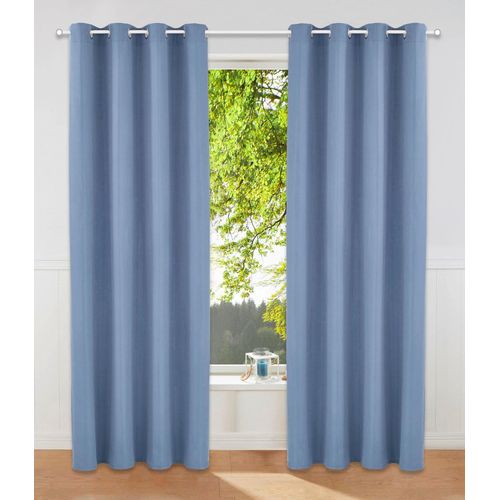 6941446629490 - Vorhang HOME AFFAIRE Parry Gr 5 blau B140cm H265cm Polyester Recyceltes Material Gardinen 2-er Set blickdicht monochrom basic 6941446629490 - Vorhang HOME AFFAIRE Parry Gr 5 blau B140cm H265cm Polyester Recyceltes Material Gardinen 2-er Set blickdicht monochrom basic