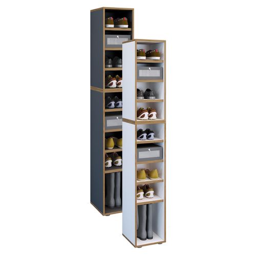 4051814446191 - Holz Schuhregal Maße ca H 183 x B 30 x T 33 cm Schuhkommode mit 9 Fächer Schuhschrank - Salia 9fach B 30 cm