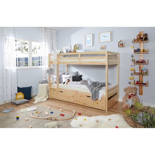 4251105957287 - TiCAA Etagenbett Finn Natur mit 2er Schubkästen 4251105957287 - TiCAA Etagenbett Finn Natur mit 2er Schubkästen