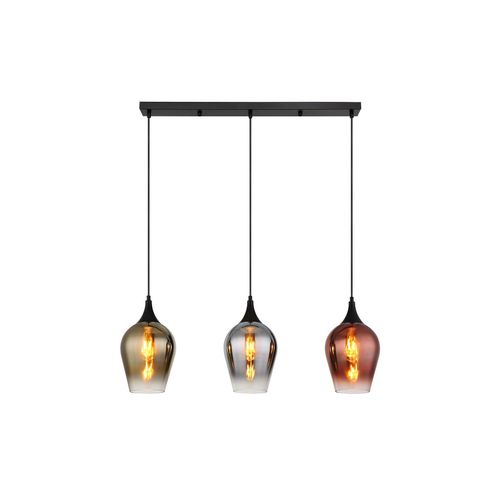 9007371506651 - Hängelampe Esstischlampe 3 flammig schwarz Pendelleuchte Wohnzimmerlampe Glas 3x E27 Fassungen LxBxH 83 x 18 x 120 cm 9007371506651 - Hängelampe Esstischlampe 3 flammig schwarz Pendelleuchte Wohnzimmerlampe Glas 3x E27 Fassungen LxBxH 83 x 18 x 120 cm