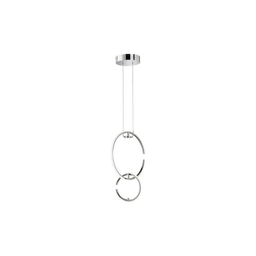 4003474375595 - Wofi - Runde led Hängeleuchte Ring Pendelleuchte Küchenlampe hängend led 2 flammig Chrom modern 1x led 45W 450Lm 4000K LxBxH 35x21x230cm