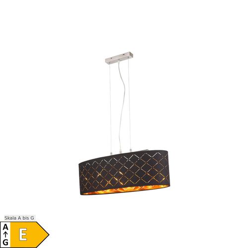 4059157355064 - Deckenleuchte Lampe Wohnzimmer hängend schwarz gold Wohnzimmer Hängelampe 3 Flammig Metall Textil 3x led 7W 806Lm 2700K LxBxH 65x25x140 cm