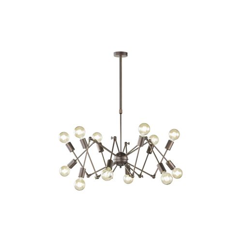 4003474345420 - Wofi - Pendelleuchte Wohnzimmer Industrial Sputnik Kronleuchter Deckenlampe Vintage Retro Metall 12x E27 Fassung DxH 95x109 cm 644512098000
