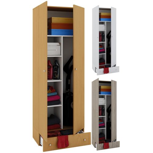 4051814352089 - Holz-Besenschrank 6 Fächer Maße B 70 x H 196 x T 40 cm Haushaltsschrank Mehrzweckschrank Extra Schublade - Vandol 4051814352089 - Holz-Besenschrank 6 Fächer Maße B 70 x H 196 x T 40 cm Haushaltsschrank Mehrzweckschrank Extra Schublade - Vandol