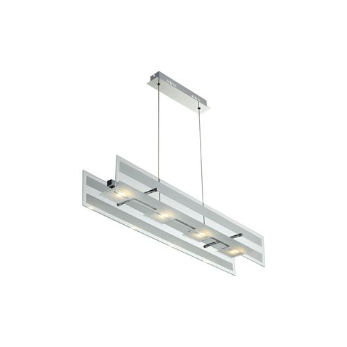 9003348112177 - Pendelleuchte Glas Hängelampe Deckenlampe Chrom led Wohnzimmerleuchte mit Höhenverstellung silber 4x led 4x 5 Watt 4x 350 lm  LxBxH 87x16x120 cm