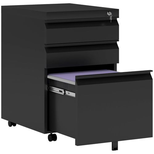 4255633540881 - Rollcontainer mit 3 Schubladen Aktenschrank Büroschrank mit Rädern Bürocontainer mit konkavem Griff für Home-Office Stahl Schwarz 39 x 48 x 60 cm 4255633540881 - Rollcontainer mit 3 Schubladen Aktenschrank Büroschrank mit Rädern Bürocontainer mit konkavem Griff für Home-Office Stahl Schwarz 39 x 48 x 60 cm