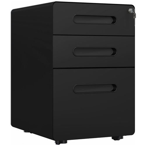 4250871287017 - Rollcontainer Aktenschrank Bürocontainer mit 3 Schubladen Büroschrank Aufbewahrung Container Stahl S