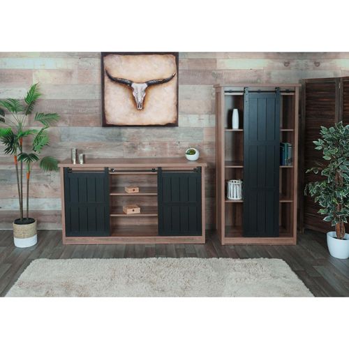 4057651567341 - Wohnzimmerset aus Schrank und Sideboard MCW-K75 Schiebetüre Staufächer Holz-Optik Industrial Metall ~ braun 4057651567341 - Wohnzimmerset aus Schrank und Sideboard MCW-K75 Schiebetüre Staufächer Holz-Optik Industrial Metall ~ braun