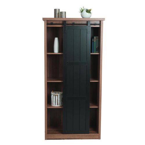 4057651567235 - Schrank MCW-K75 Kommode Highboard Schiebetüre 8 Staufächer Holz-Optik Industrial Metall 163x76x38cm ~ braun