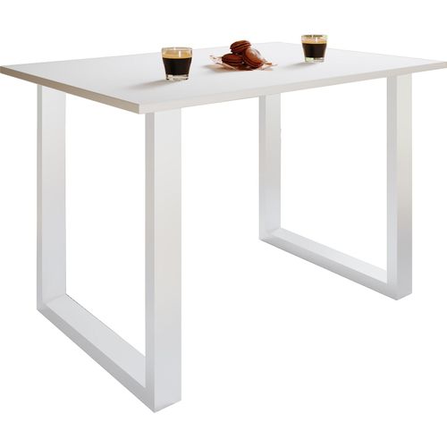 4051814379185 - Holz Schreibtisch H 76 x B 140 x T 50 cm Computertisch schlicht Füße aus hochwertigem Metall Arbeitstisch Büromöbel - Lona U